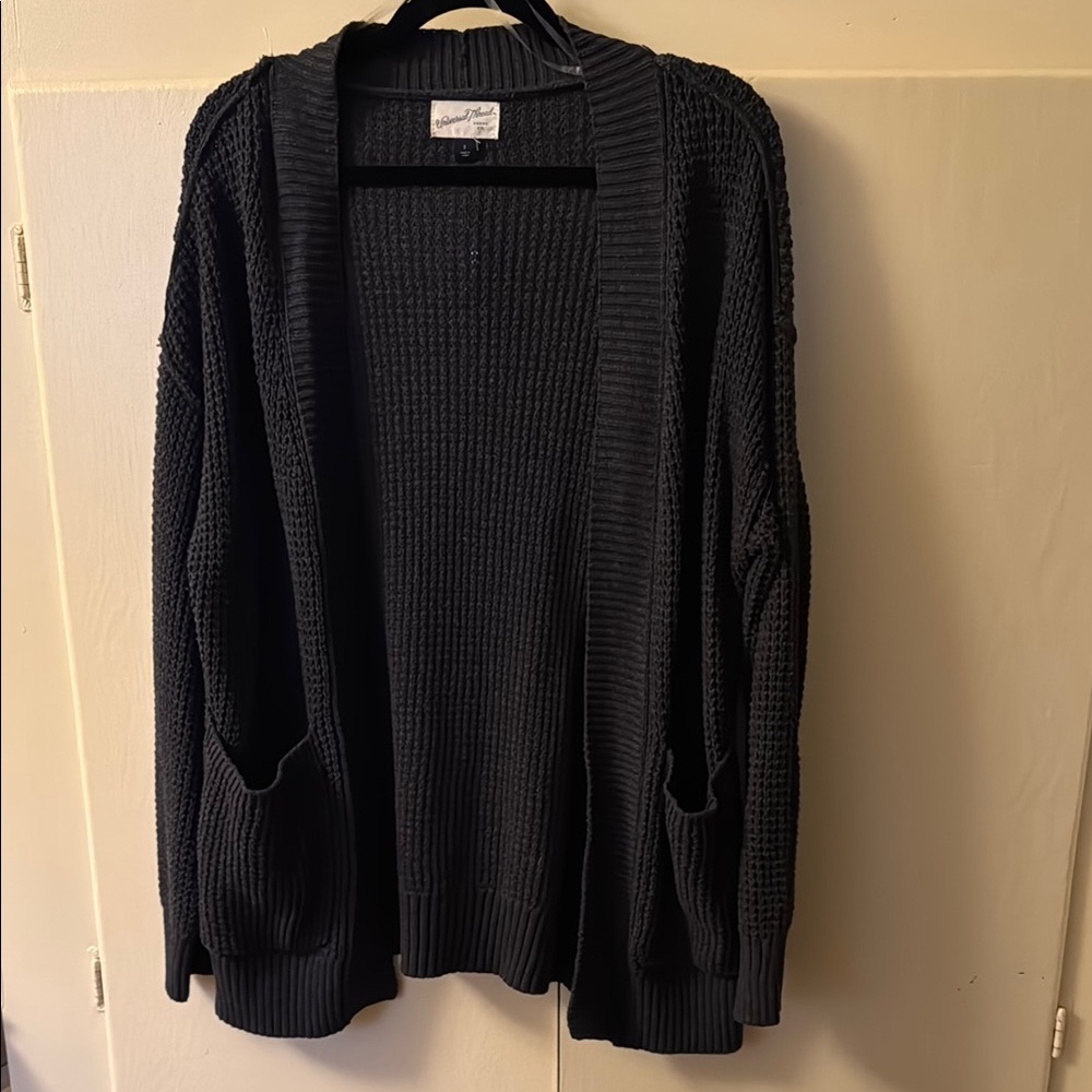Black Open Knit Cardigan